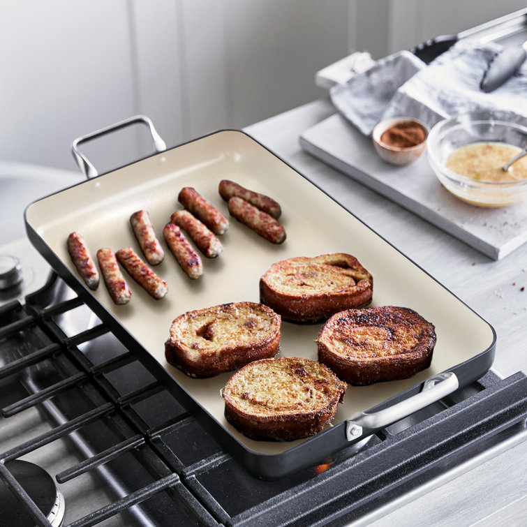 Black and White Ceramic Nonstick Double Burner Griddle Pan