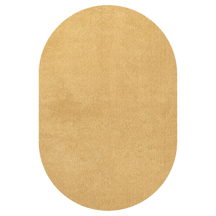 Mustard Oval Easy Care Synthetic Area Rug 3 ft. x 5 ft.
