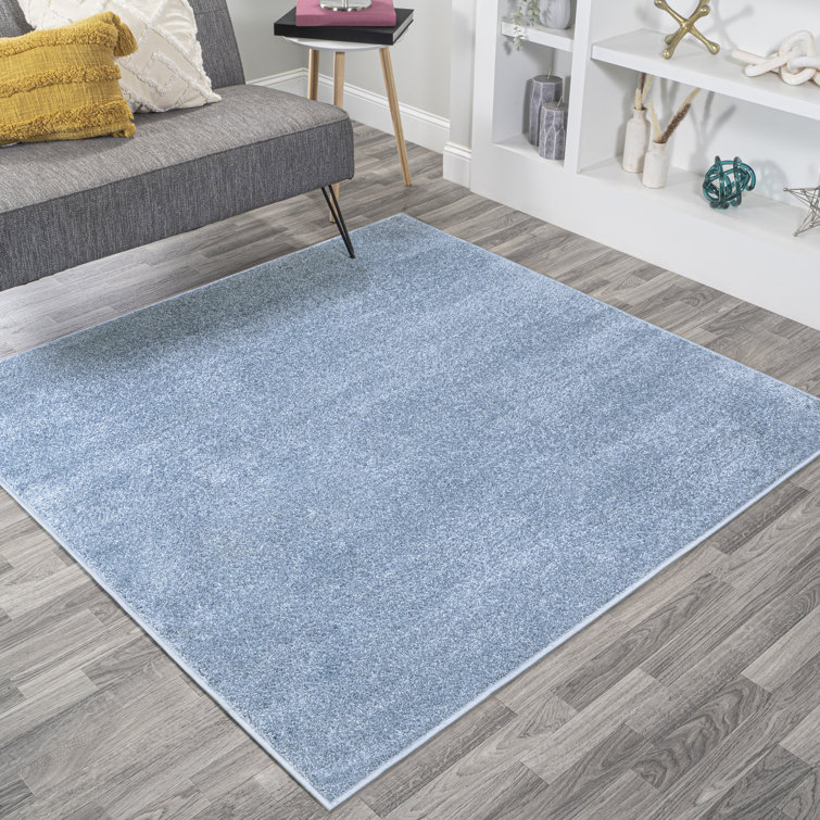 Classic Blue Solid Square Area Rug, 7' Polypropylene