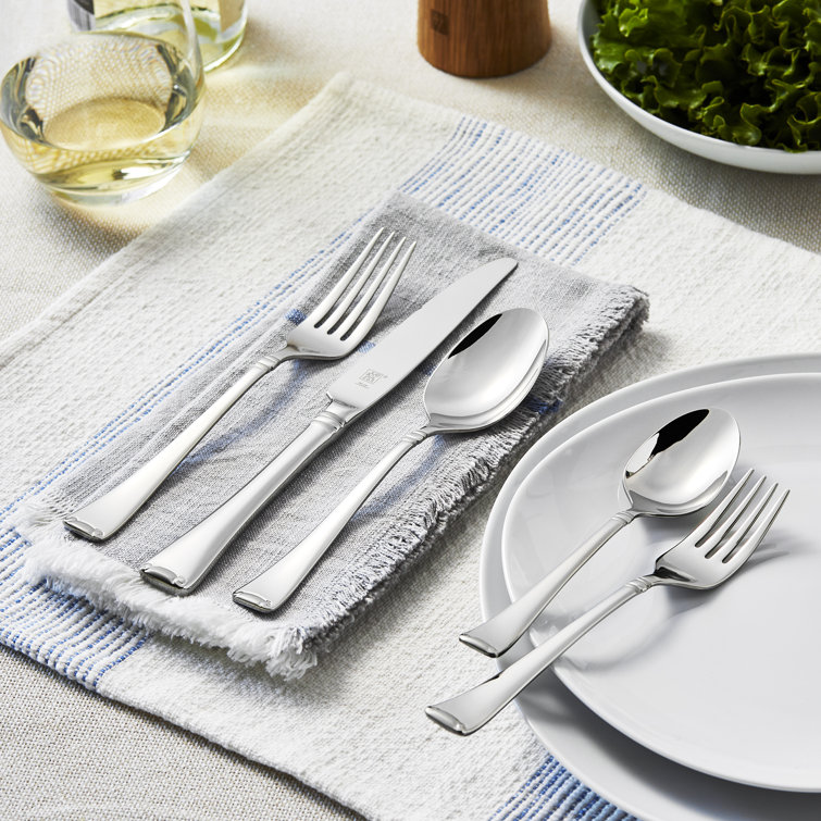 Angelico 20-Piece Stainless Steel Flatware Set with Frost Detail
