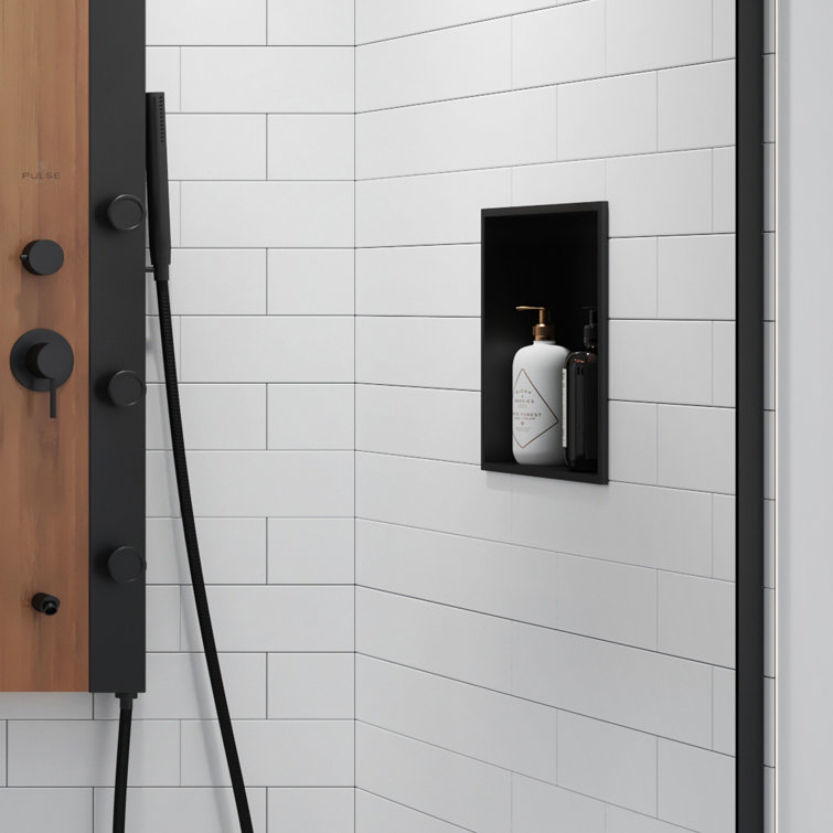 Matte Black Stainless Steel Rectangular Shower Niche