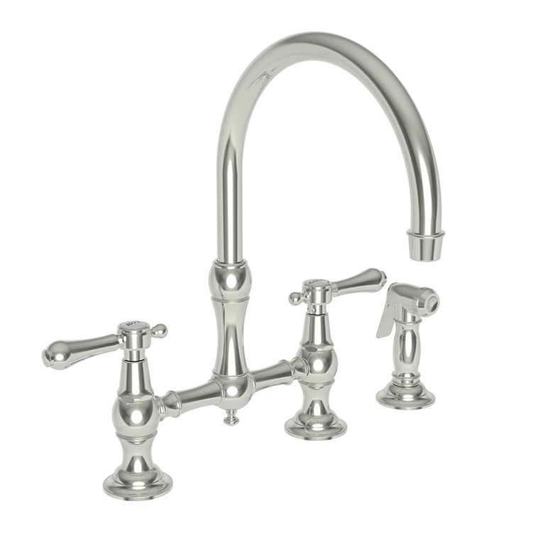 Polished Nickel Bridge Kitchen Faucet with Side Spray