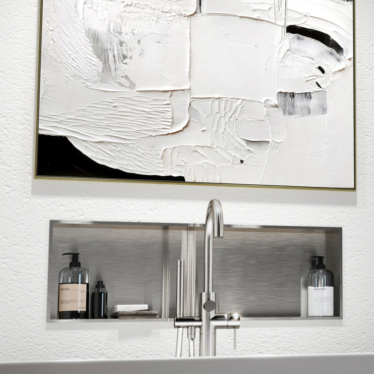 Rectangular Brushed Stainless Steel Built-In Shower Niche