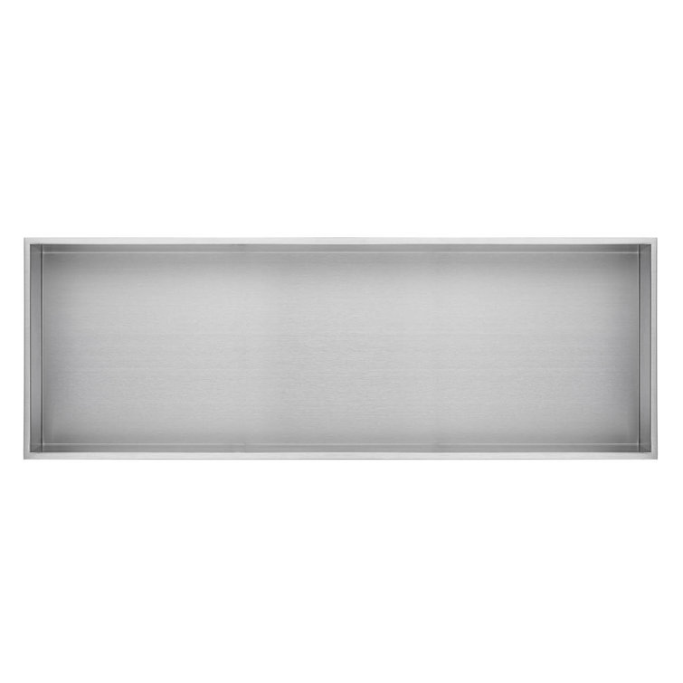 Rectangular Brushed Stainless Steel Built-In Shower Niche