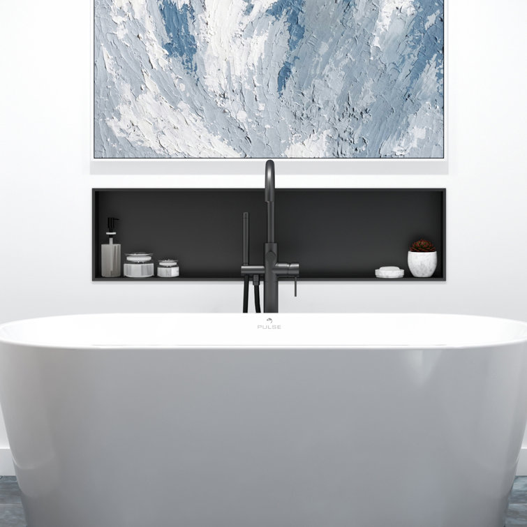 48" Matte Black Steel Recessed Shower Shelf
