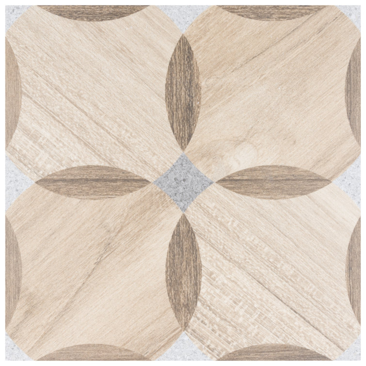Komi Matte Brown Porcelain 8" x 8" Patterned Tile