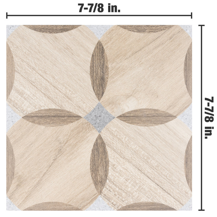Komi Matte Brown Porcelain 8" x 8" Patterned Tile