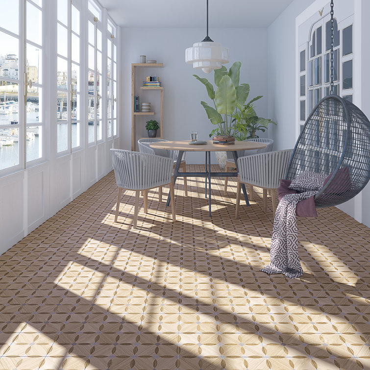 Komi Matte Brown Porcelain 8" x 8" Patterned Tile