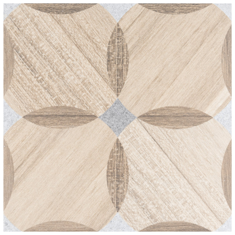 Komi Matte Brown Porcelain 8" x 8" Patterned Tile