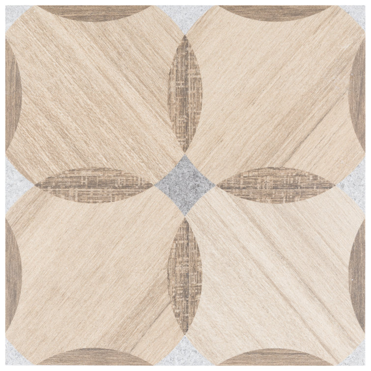Komi Matte Brown Porcelain 8" x 8" Patterned Tile
