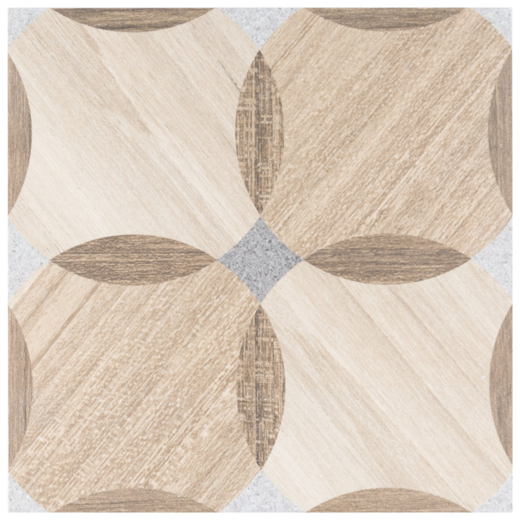 Komi Matte Brown Porcelain 8" x 8" Patterned Tile