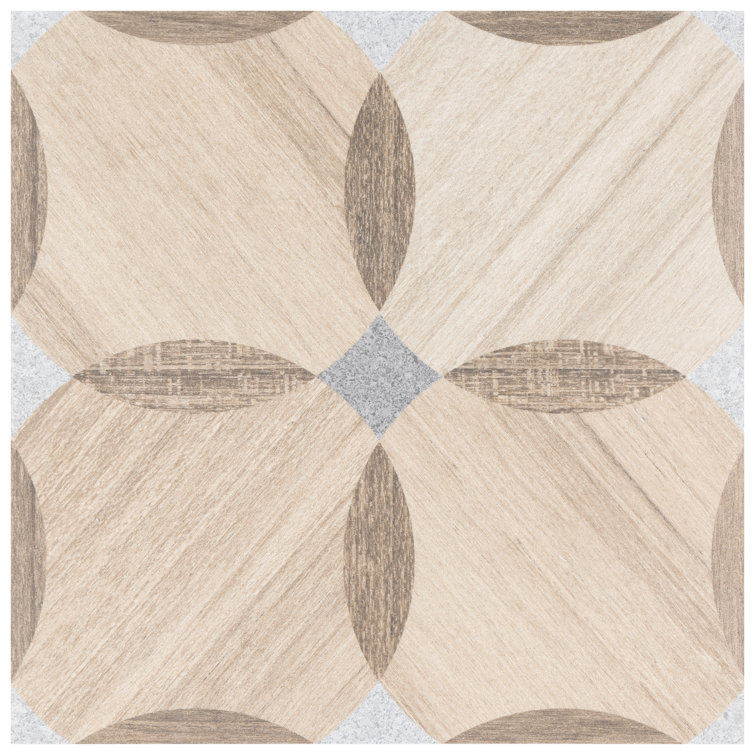 Komi Matte Brown Porcelain 8" x 8" Patterned Tile