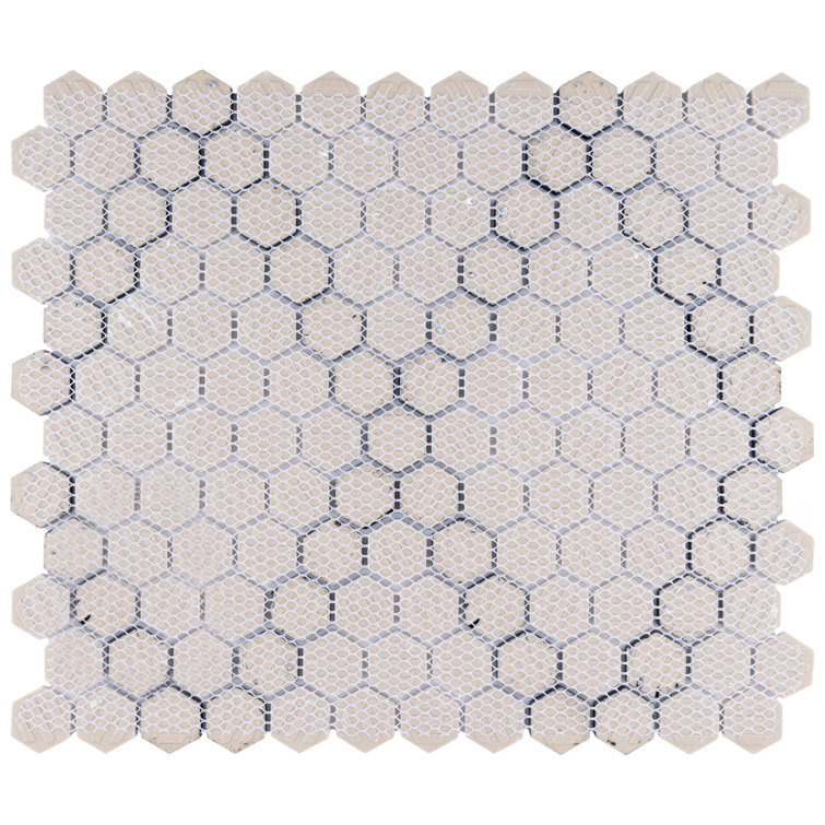 Metro Hex Matte White and Black Diamond Porcelain Mosaic Tile