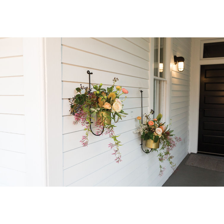 Large Brass and Black Metal Hanging Planter