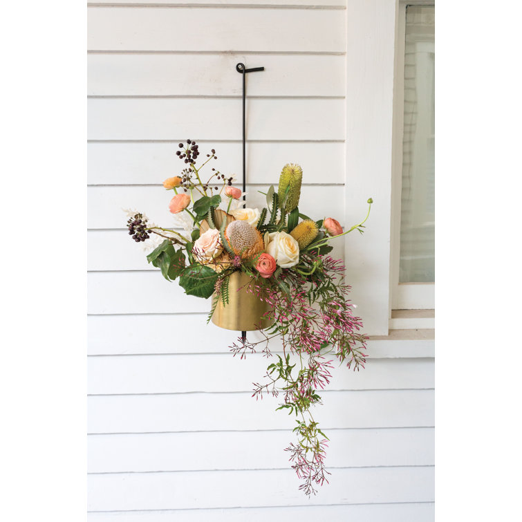 Large Brass and Black Metal Hanging Planter