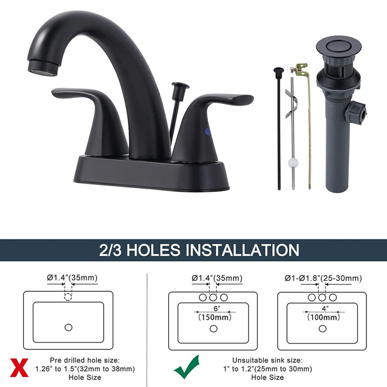 Matte Black Stainless Steel Double Handle Bathroom Faucet