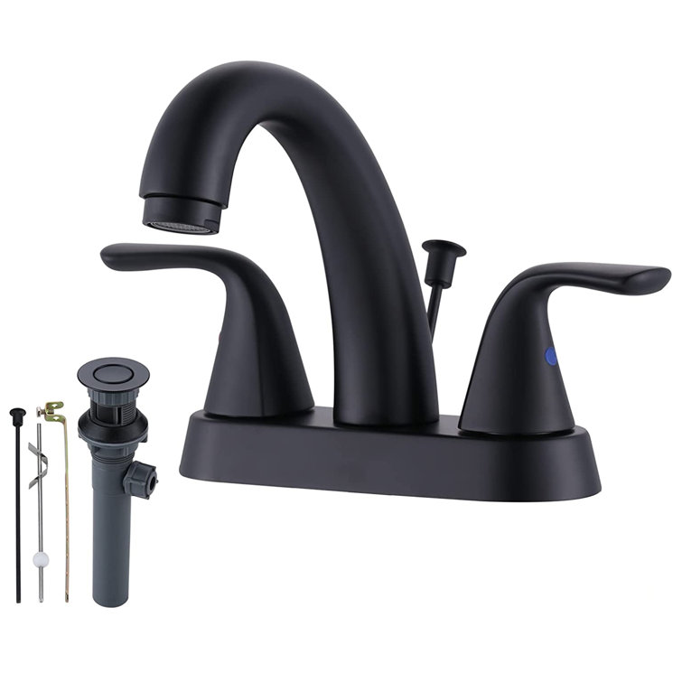 Matte Black Stainless Steel Double Handle Bathroom Faucet