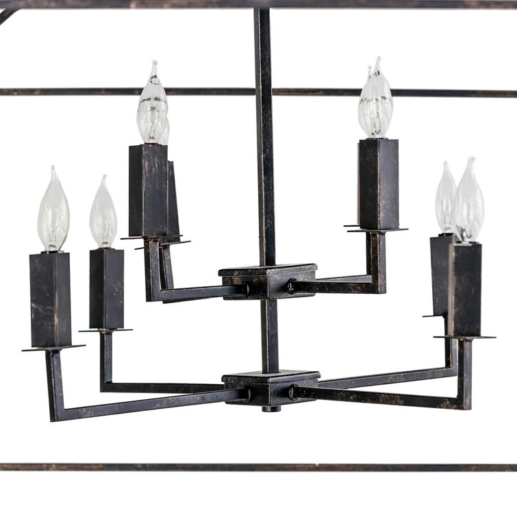 Elegant Antique Bronze 8-Candle Tetrahedron Chandelier