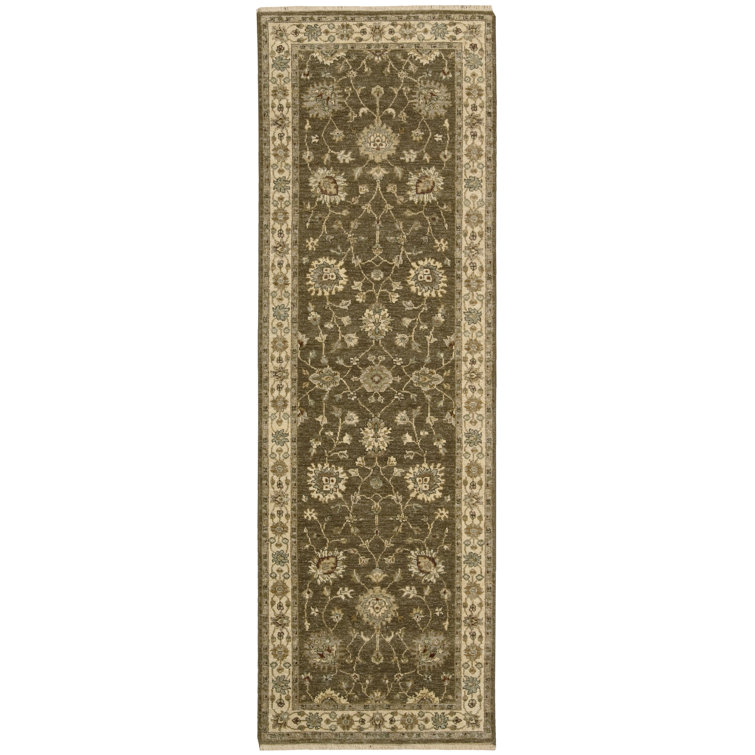 Chocolate Hand-Knotted Wool Persian Runner Rug