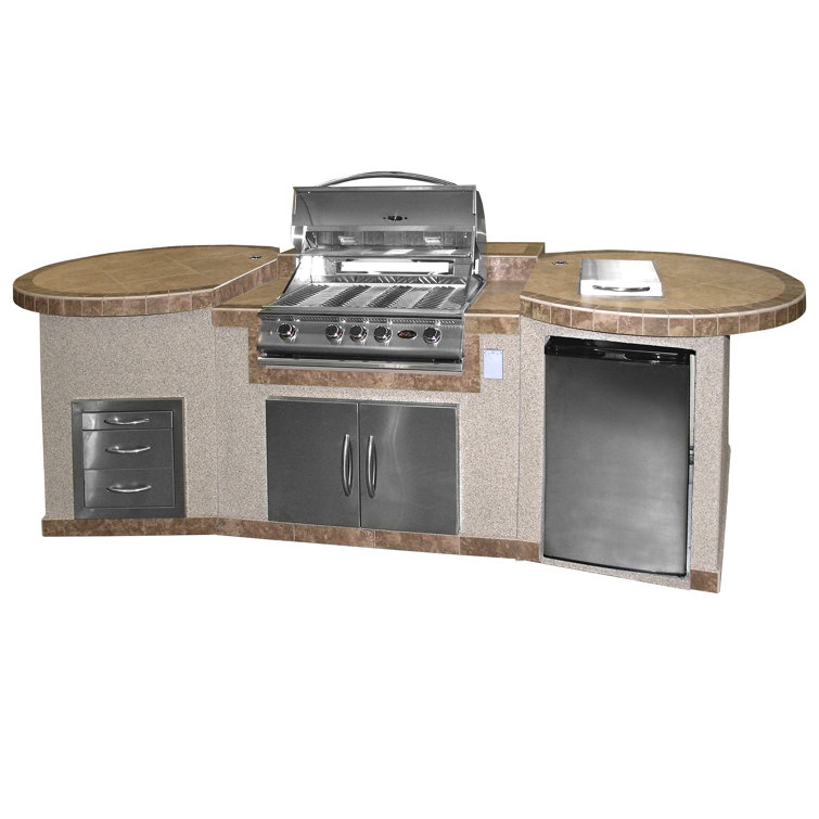 132'' Stainless Steel Propane Gas Grill Island with Rotisserie