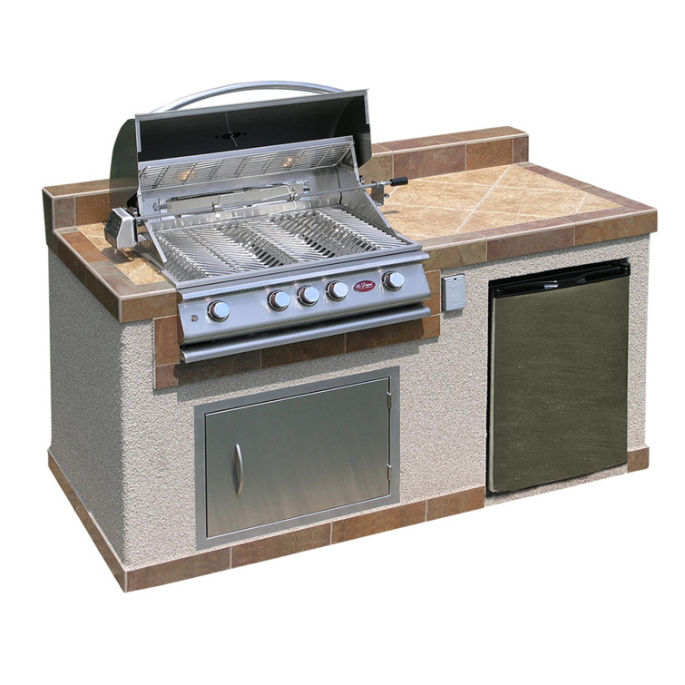 73.5'' Stainless Steel Propane Gas Grill Island with Rotisserie