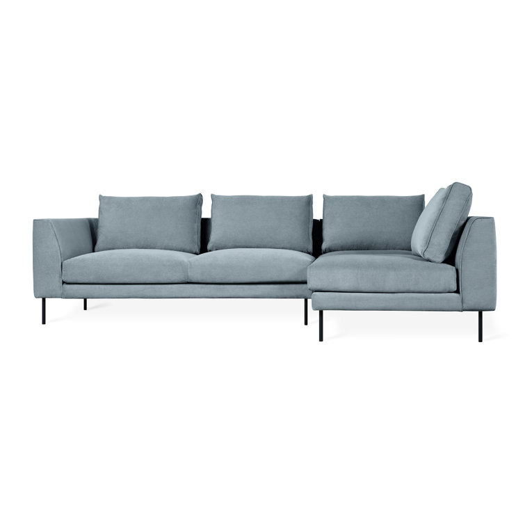 Mersey Skyline Blue Polyester Blend Sectional Sofa