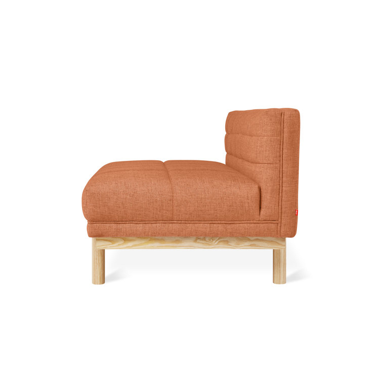 Mulholland Mid-Century Tufted Lounge in Caledon Sedona with Solid Wood Base
