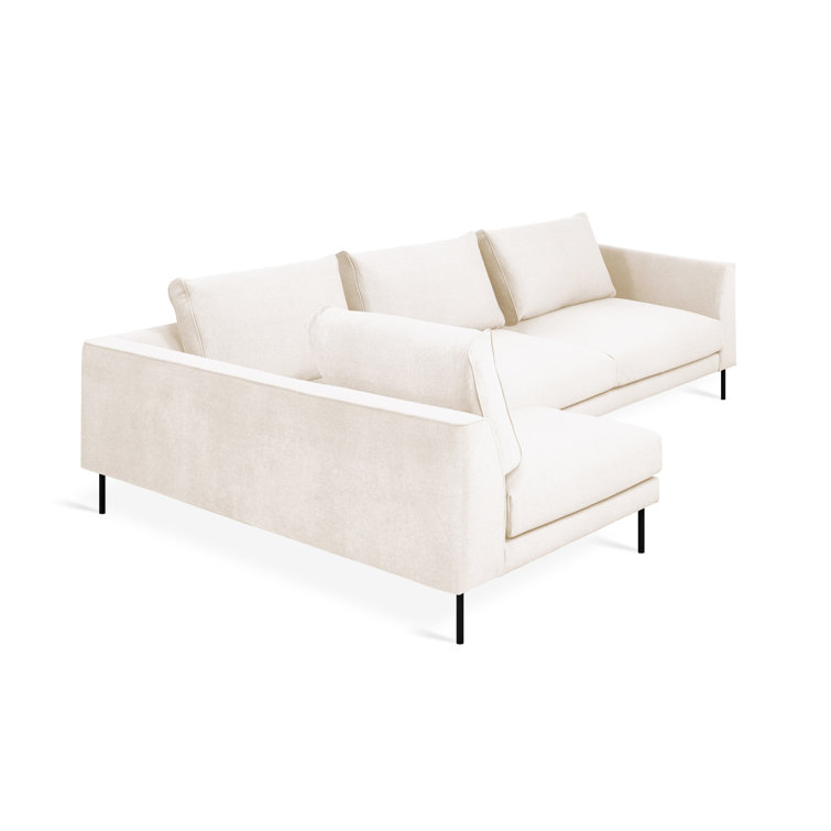 Merino Cream Left-Facing Luxe Sectional Sofa with Solid Wood Legs