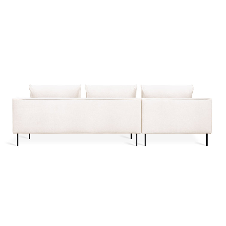 Merino Cream Left-Facing Luxe Sectional Sofa with Solid Wood Legs