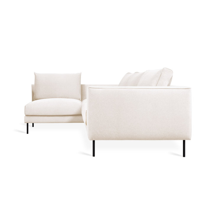 Merino Cream Left-Facing Luxe Sectional Sofa with Solid Wood Legs