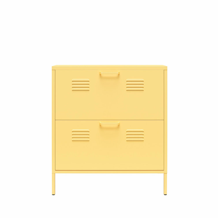 Yellow Metal 2-Door Locker Style Shoe Storage Cabinet