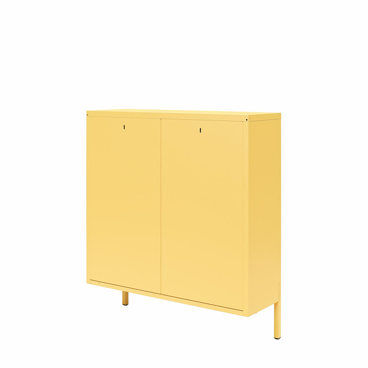 Yellow Metal 2-Door Locker Style Shoe Storage Cabinet