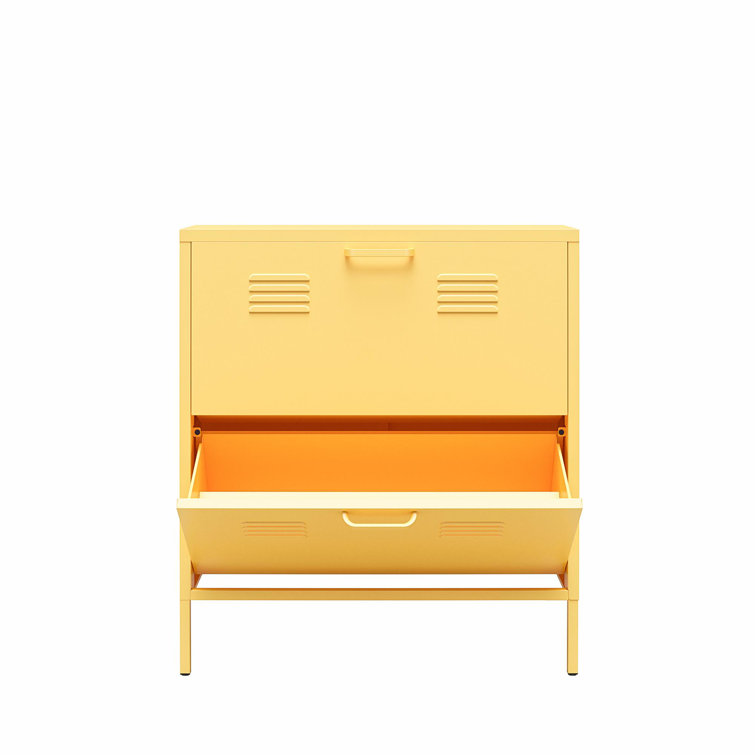 Yellow Metal 2-Door Locker Style Shoe Storage Cabinet