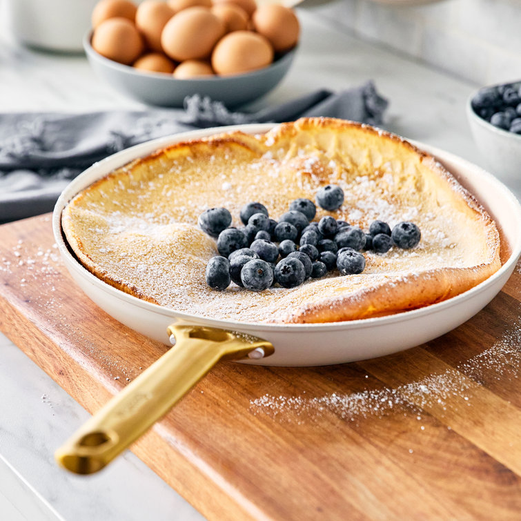 Taupe and Gold Aluminum Ceramic Nonstick Fry Pan Set, 8", 10", 12"