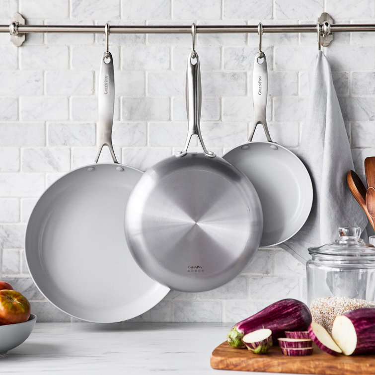 Gray Aluminum Ceramic Nonstick Fry Pan Skillet Set