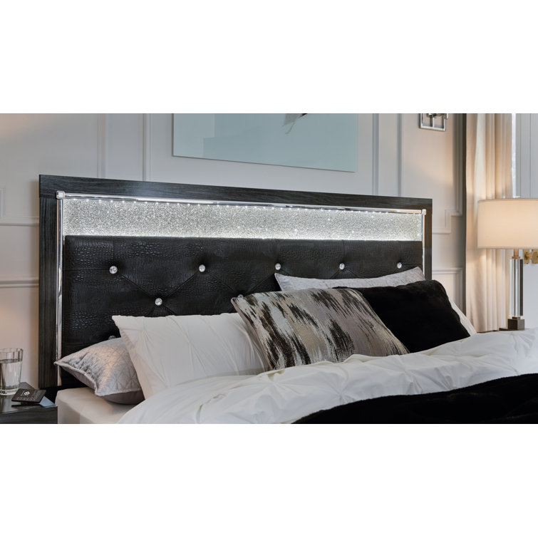 Black Queen Upholstered Storage Bed with Tufted Headboard