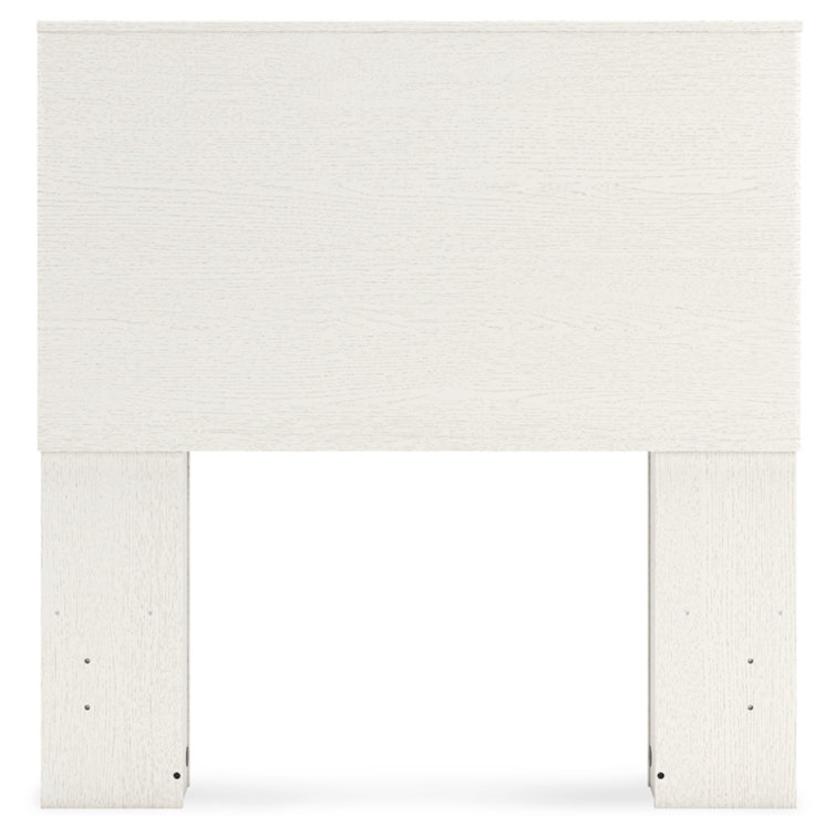 White Twin Upholstered Wood Bookcase Headboard with Storage