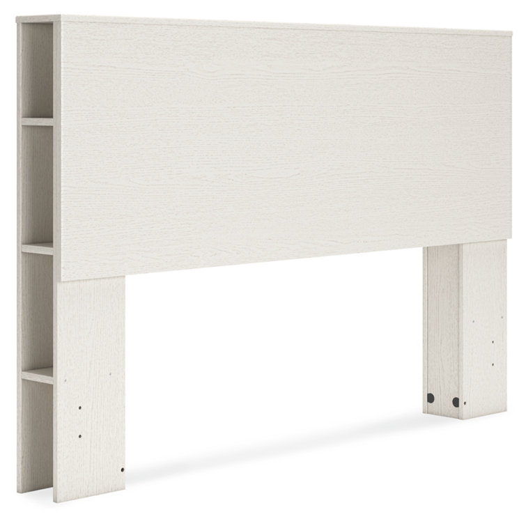 White Queen Contemporary Bookcase Headboard with Storage