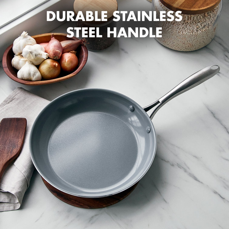 Gray Aluminum Ceramic Nonstick 10" Frying Pan with Stainless Steel Handle