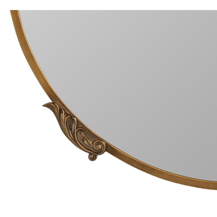 Adeline Antique Gold Round Metal Framed Accent Mirror