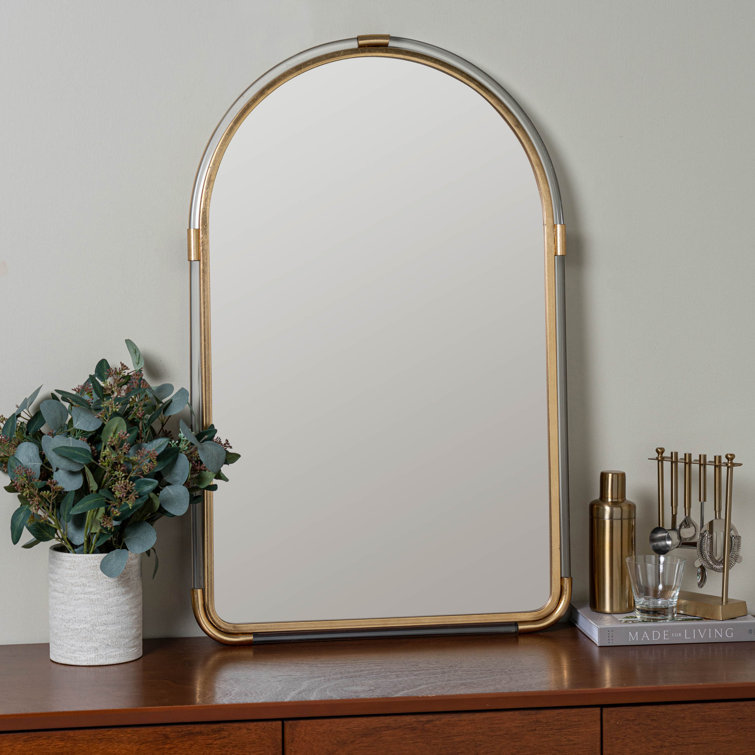 Elegant Arch Gold Metal Framed Wall Accent Mirror
