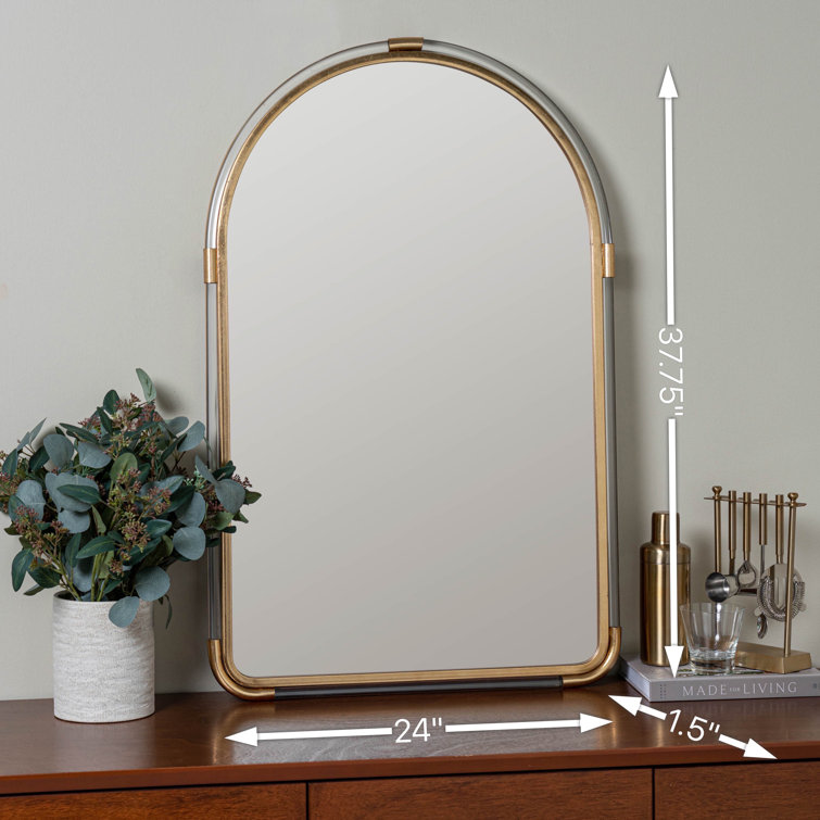 Elegant Arch Gold Metal Framed Wall Accent Mirror