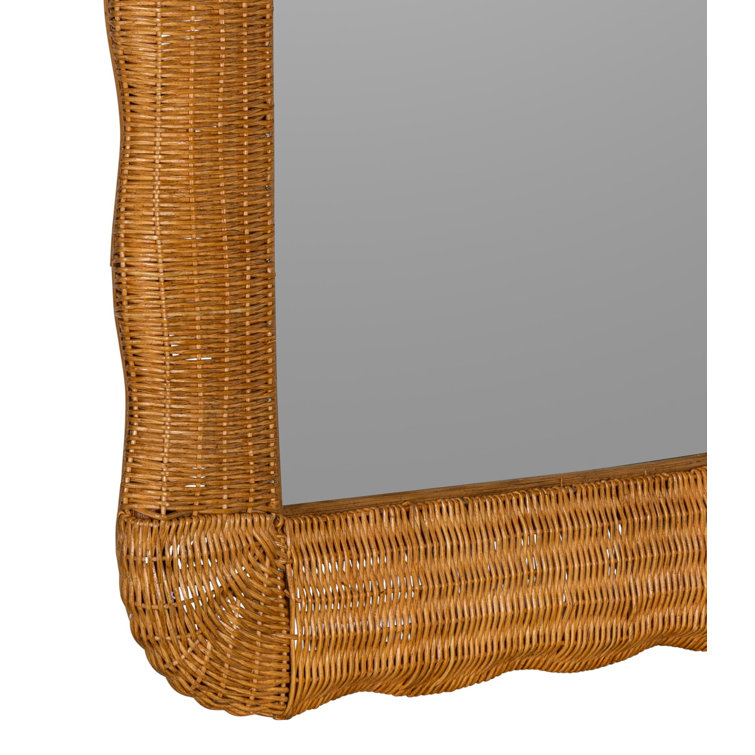 Auden Coastal Rectangular Vanity Wall Mirror in Natural Rattan