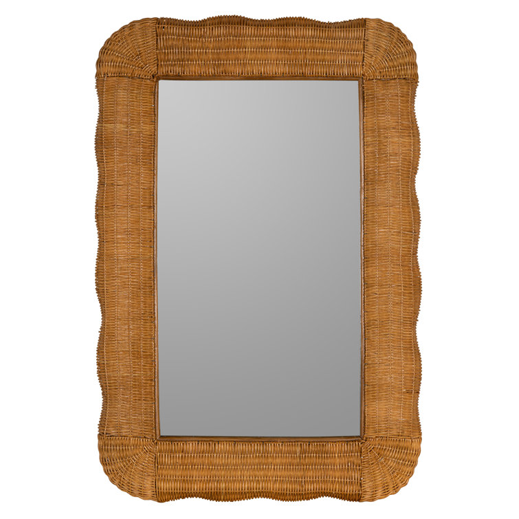 Auden Coastal Rectangular Vanity Wall Mirror in Natural Rattan