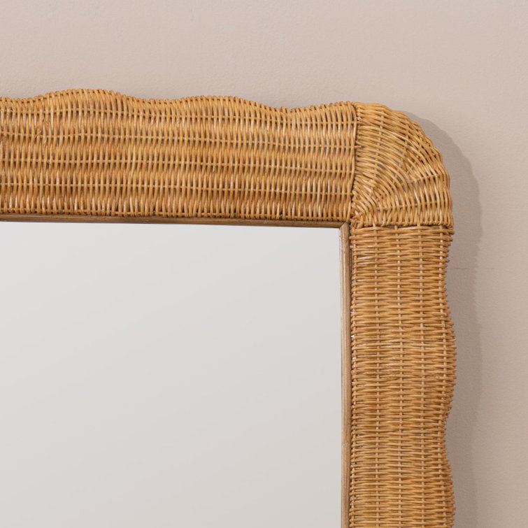 Auden Coastal Rectangular Vanity Wall Mirror in Natural Rattan