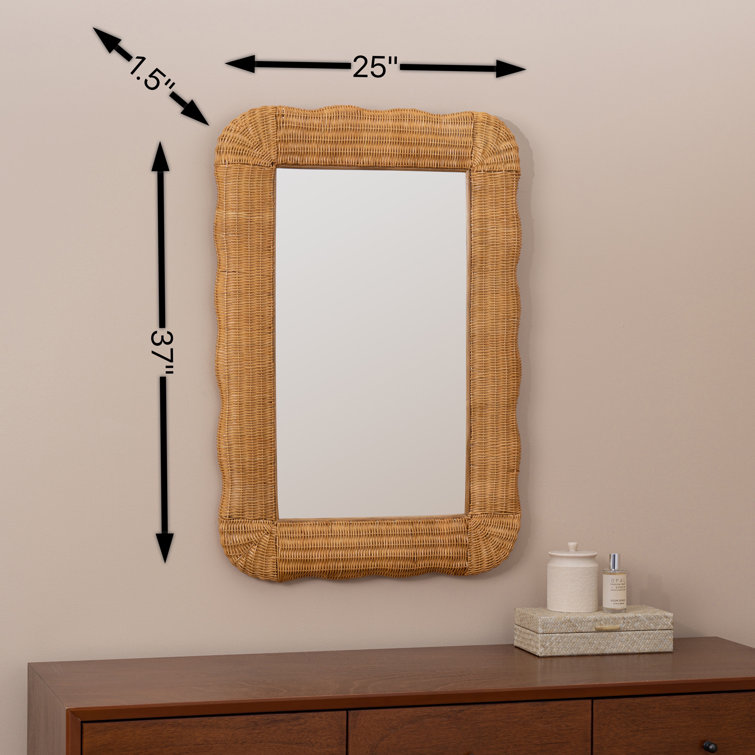 Auden Coastal Rectangular Vanity Wall Mirror in Natural Rattan