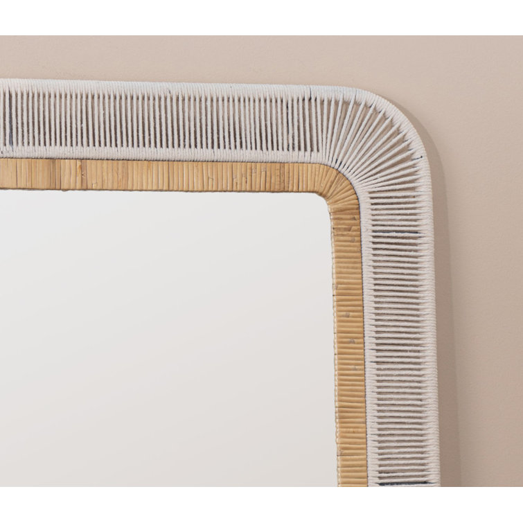Nikole Casual Coastal Rectangular Taupe Wall Mirror