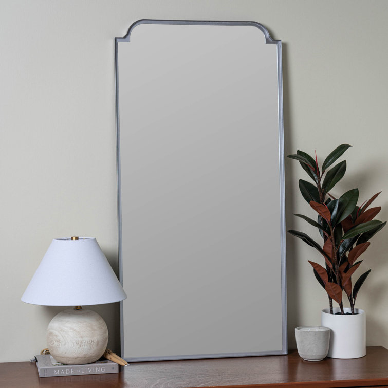 Elegant Full-Length Rectangular Mirror in Glossy Silver and Gold