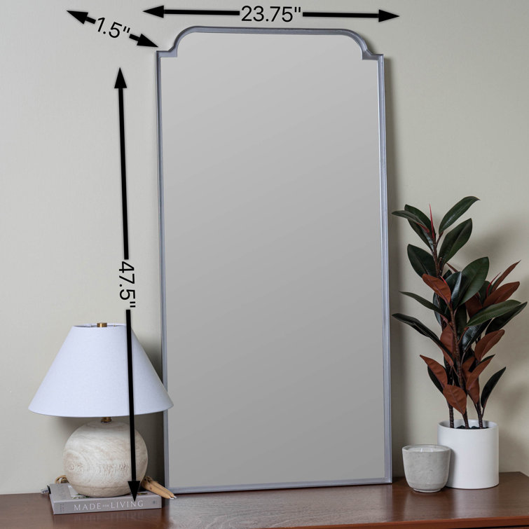 Elegant Full-Length Rectangular Mirror in Glossy Silver and Gold