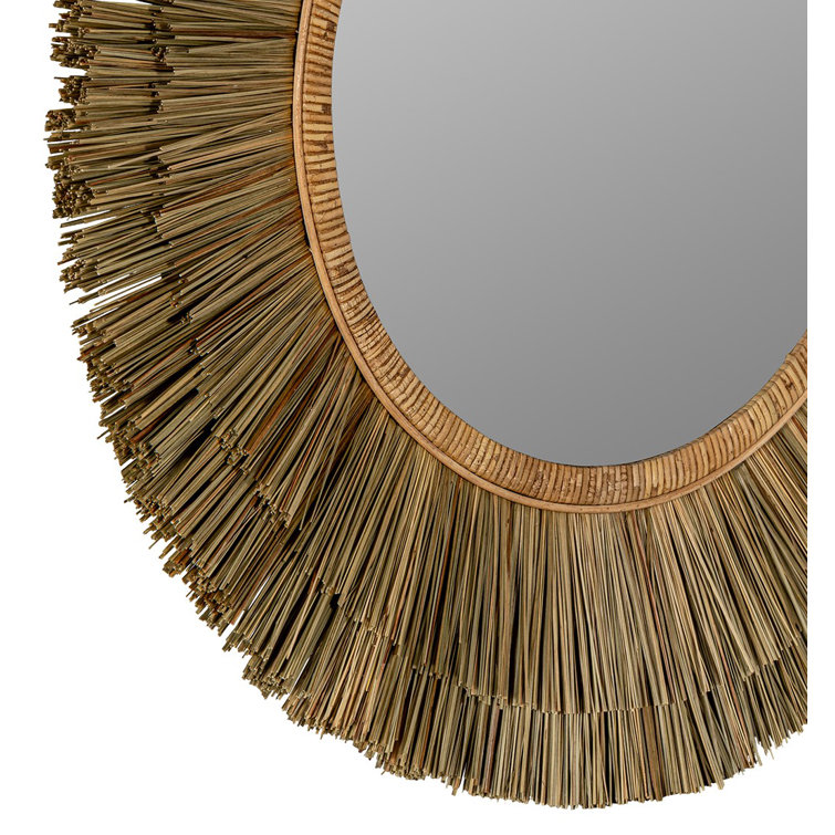 Addison 35'' Round Coastal-Inspired Seagrass Dresser Mirror